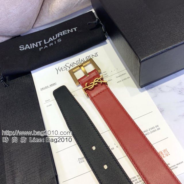 Saint Laurent女士皮帶 聖羅蘭金扣小牛皮腰帶  jjp1754